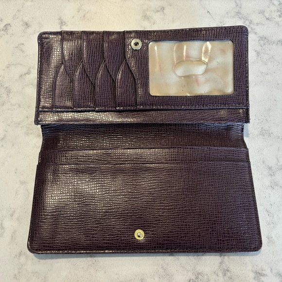 Cole Haan long wallet eggplant GUC cross grain leather - Picture 5 of 7